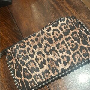 Studded Leopard Print Women's Clutch
